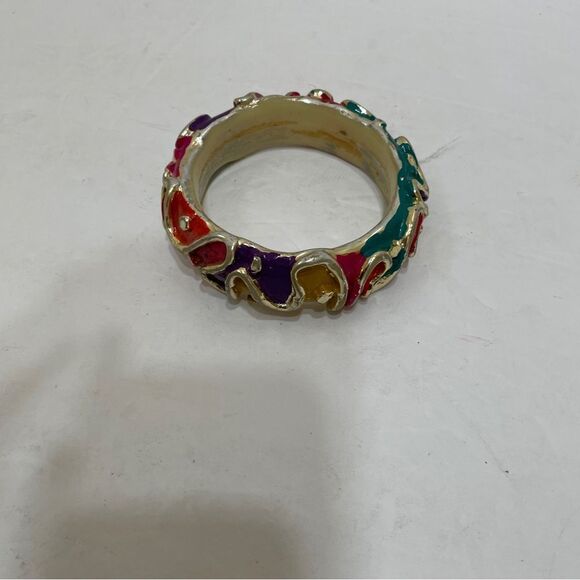 VINTAGE ENAMEL ABSTRACT BANGLE BRACELET‎ - Picture 2 of 5
